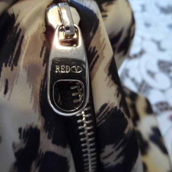 Red Valentino Leopard Print Beige/Black Tote Bag w/Leather Trim - Picture 15 of 16